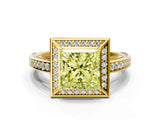 Yellow gold Fancy Yellow Princess  Cut Halo Pave Split Shank Prong Setting Ring_37