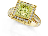 Yellow gold Fancy Yellow Princess  Cut Halo Pave Split Shank Prong Setting Ring_38
