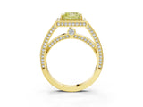 Yellow gold Fancy Yellow Princess  Cut Halo Pave Split Shank Prong Setting Ring_40