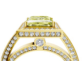 Yellow gold Fancy Yellow Princess  Cut Halo Pave Split Shank Prong Setting Ring_41