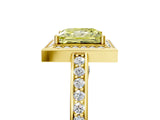 Yellow gold Fancy Yellow Princess  Cut Halo Pave Split Shank Prong Setting Ring_42