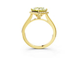 Yellow gold Fancy Yellow Princess Cut Halo Round Diamond Solitaire Engagement Ring with Pave Band and Four-Prong Setting_15