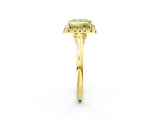 Yellow gold Fancy Yellow Princess Cut Halo Round Diamond Solitaire Ring with Pavé Band and Four-Prong Setting_15