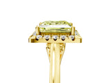Yellow gold Fancy Yellow Princess Cut Halo Round Diamond Solitaire Ring with Pavé Band and Four-Prong Setting_18