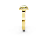 Yellow gold Fancy Yellow Princess Cut Halo Round Diamond Twist Band with Four-Prong Setting_2