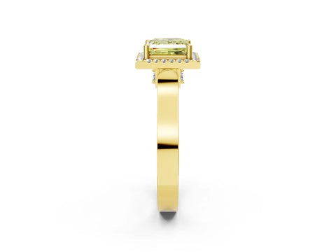 Yellow gold Fancy Yellow Princess Cut Halo Round Diamond Twist Band with Four-Prong Setting_2