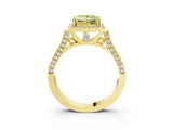 Yellow gold Fancy Yellow Princess Cut Halo Round Diamond Twist Band with Four-Prong Setting_3