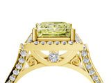 Yellow gold Fancy Yellow Princess Cut Halo Round Diamond Twist Band with Four-Prong Setting_4