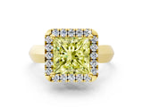 Yellow gold Fancy Yellow Princess  Cut Halo Solitaire Engagement Ring with Square Band and Four-Prong Setting_66