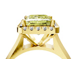 Yellow gold Fancy Yellow Princess  Cut Halo Solitaire Engagement Ring with Square Band and Four-Prong Setting_70