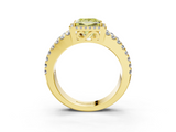 Yellow gold Fancy Yellow Princess  Cut Halo Split Shank Diamond Ring with Four-Prong Setting_3