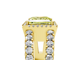 Yellow gold Fancy Yellow Princess  Cut Halo Split Shank Diamond Ring with Four-Prong Setting_5