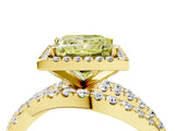 Yellow gold Fancy Yellow Princess  Cut Halo Split Shank Prong Setting Ring_16