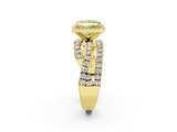 Yellow gold Fancy Yellow Princess  Cut Halo Split Shank Prong Setting Ring_2