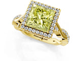 Yellow gold Fancy Yellow Princess Cut Halo Twist Band with Four-Prong Setting_13