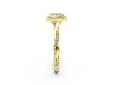 Yellow gold Fancy Yellow Princess Cut Halo Twist Band with Four-Prong Setting_14