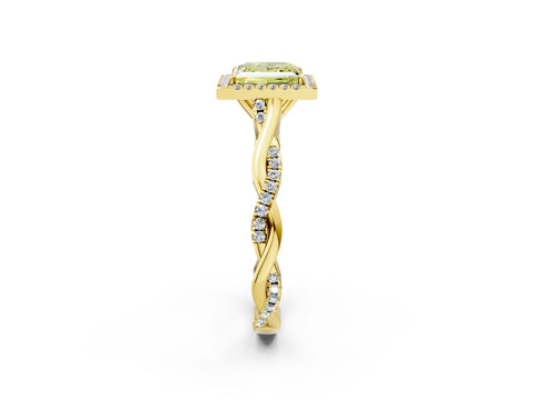Yellow gold Fancy Yellow Princess Cut Halo Twist Band with Four-Prong Setting_14