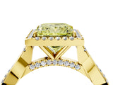 Yellow gold Fancy Yellow Princess Cut Halo Twist Band with Four-Prong Setting_16