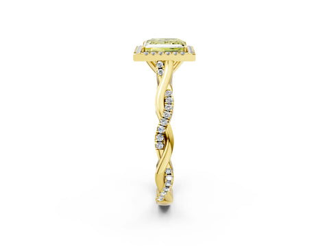 Yellow gold Fancy Yellow Princess Cut Halo Twist Band with Four-Prong Setting_2