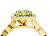 Yellow gold Fancy Yellow Princess  Cut Halo Twisted Band Four-Prong Ring_4