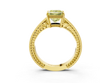 Yellow gold Fancy Yellow Princess  Cut Milgrain Channel Set Engagement Ring with Solitaire Prong Setting_3