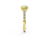 Yellow gold Fancy Yellow Princess  Cut Pavé Band Solitaire Ring with Four-Prong Setting_2