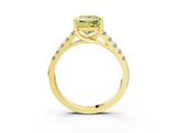 Yellow gold Fancy Yellow Princess  Cut Pavé Band Solitaire Ring with Four-Prong Setting_3