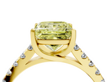 Yellow gold Fancy Yellow Princess  Cut Pavé Band Solitaire Ring with Four-Prong Setting_4