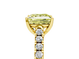 Yellow gold Fancy Yellow Princess  Cut Pavé Band Solitaire Ring with Four-Prong Setting_5