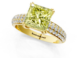 Yellow gold Fancy Yellow Princess  Cut Pave Diamond Engagement Ring with Channel Set Band and Four-Prong Setting_1