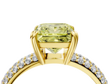 Yellow gold Fancy Yellow Princess  Cut Pave Diamond Engagement Ring with Channel Set Band and Four-Prong Setting_4