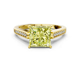 Yellow gold Fancy Yellow Princess Cut Solitaire Cathedral Diamond Engagement Ring with Channel-Set Band and Four-Prong Setting_3