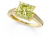 Yellow gold Fancy Yellow Princess Cut Solitaire Cathedral Diamond Engagement Ring with Channel-Set Band and Four-Prong Setting_4