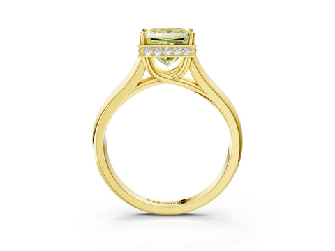 Yellow gold Fancy Yellow Princess Cut Solitaire Diamond Engagement Ring with Four-Prong Setting and Tapered Band_3