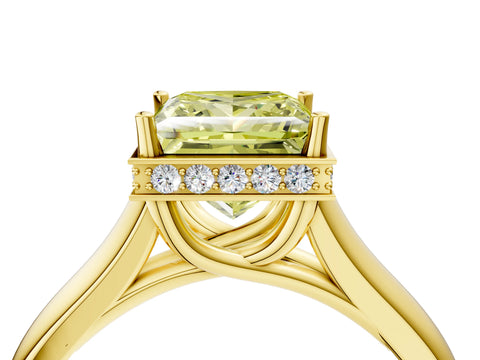 Yellow gold Fancy Yellow Princess Cut Solitaire Diamond Engagement Ring with Four-Prong Setting and Tapered Band_4
