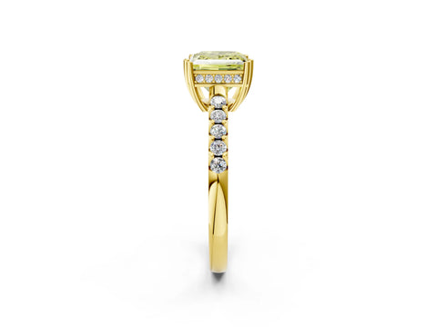 Yellow gold Fancy Yellow Princess Cut Solitaire Diamond Engagement Ring with Pavé Band and Six-Prong Setting_14