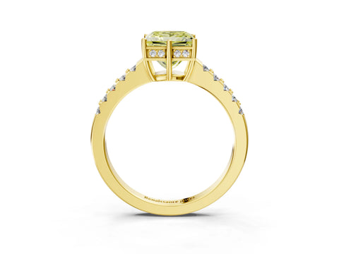 Yellow gold Fancy Yellow Princess Cut Solitaire Diamond Engagement Ring with Pavé Band and Six-Prong Setting_15