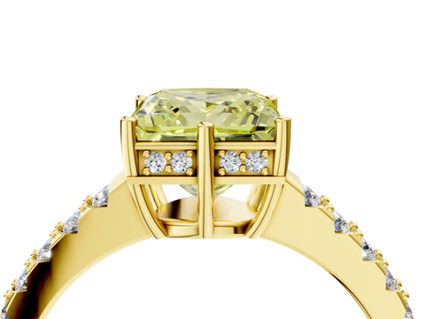 Yellow gold Fancy Yellow Princess Cut Solitaire Diamond Engagement Ring with Pavé Band and Six-Prong Setting_16