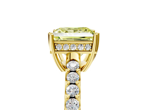 Yellow gold Fancy Yellow Princess Cut Solitaire Diamond Engagement Ring with Pavé Band and Six-Prong Setting_17