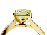 Yellow gold Fancy Yellow Princess  Cut Solitaire Diamond Engagement Ring with Pave Band and Four-Prong Setting_4