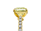 Yellow gold Fancy Yellow Princess  Cut Solitaire Diamond Engagement Ring with Pave Band and Four-Prong Setting_5