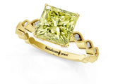 Yellow gold Fancy Yellow Princess Cut Solitaire Diamond Ring with Infinity Twist Band and Four-Prong Setting_1