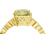 Yellow gold Fancy Yellow Princess Cut Solitaire Diamond Ring with Infinity Twist Band and Four-Prong Setting_4