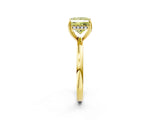 Yellow gold Fancy Yellow Princess Cut Solitaire Diamond Ring with Prong Setting and Plain Band_2