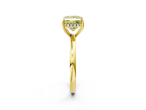 Yellow gold Fancy Yellow Princess Cut Solitaire Diamond Ring with Prong Setting and Plain Band_2