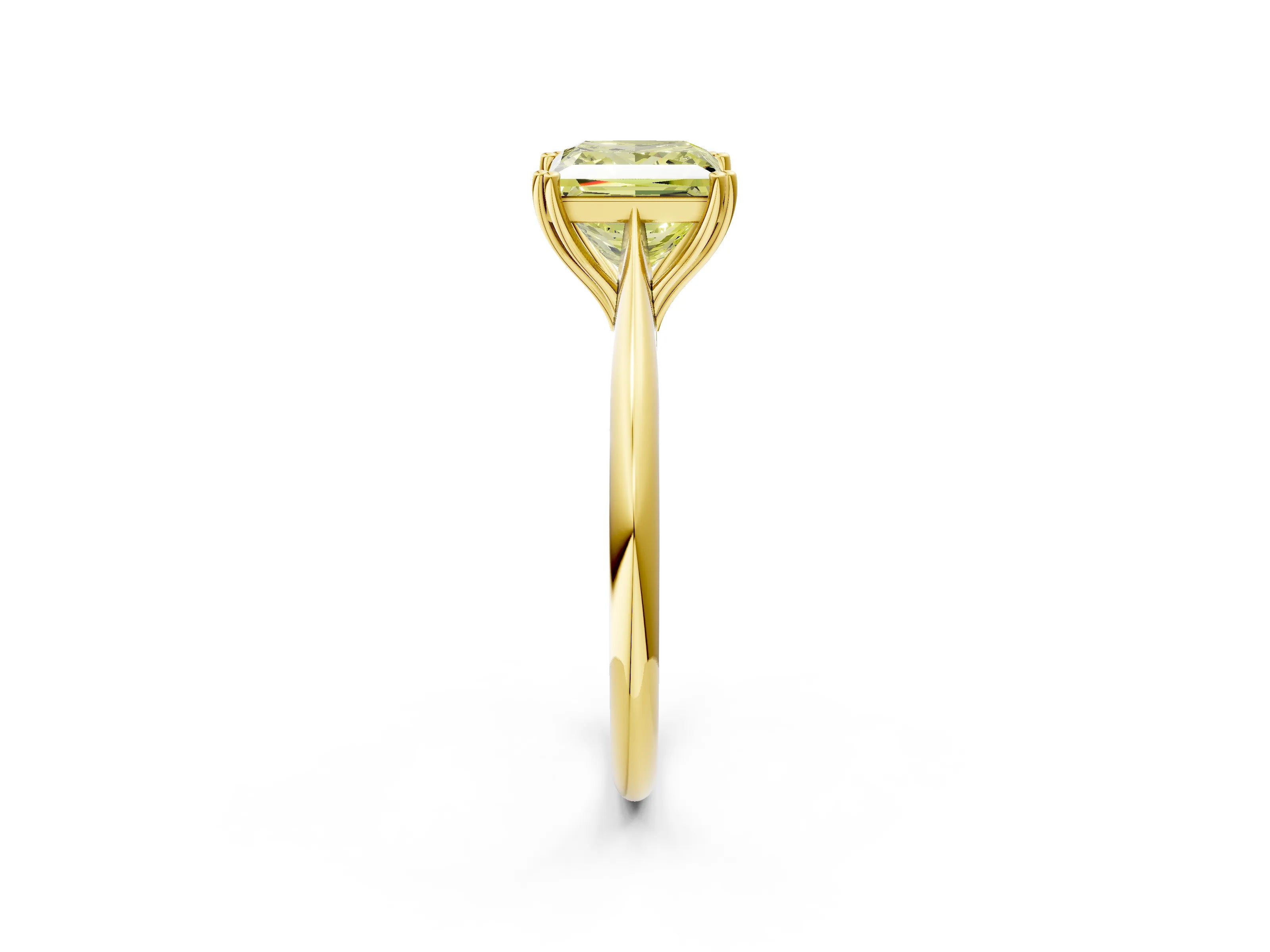 Yellow gold Fancy Yellow Princess Cut Solitaire Diamond Ring with Six-Prong Setting and Classic Band_2