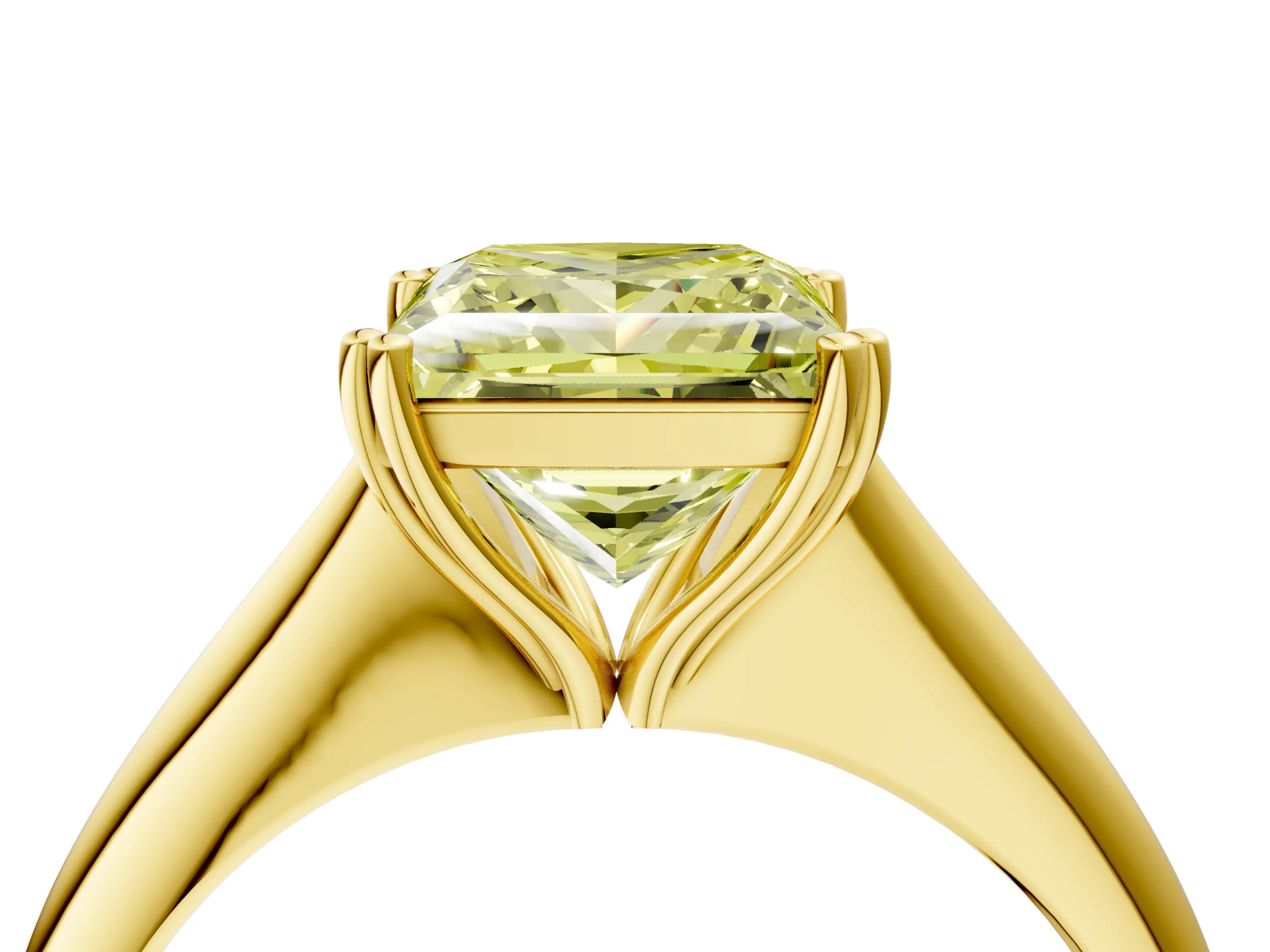 Yellow gold Fancy Yellow Princess Cut Solitaire Diamond Ring with Six-Prong Setting and Classic Band_4