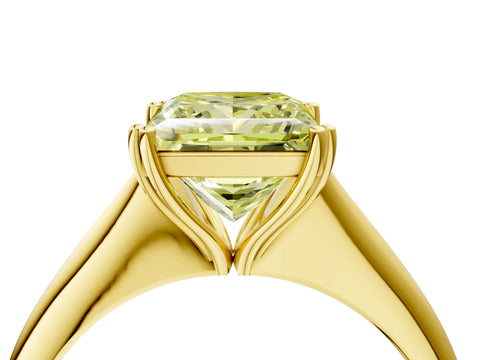 Yellow gold Fancy Yellow Princess Cut Solitaire Diamond Ring with Six-Prong Setting and Classic Band_4