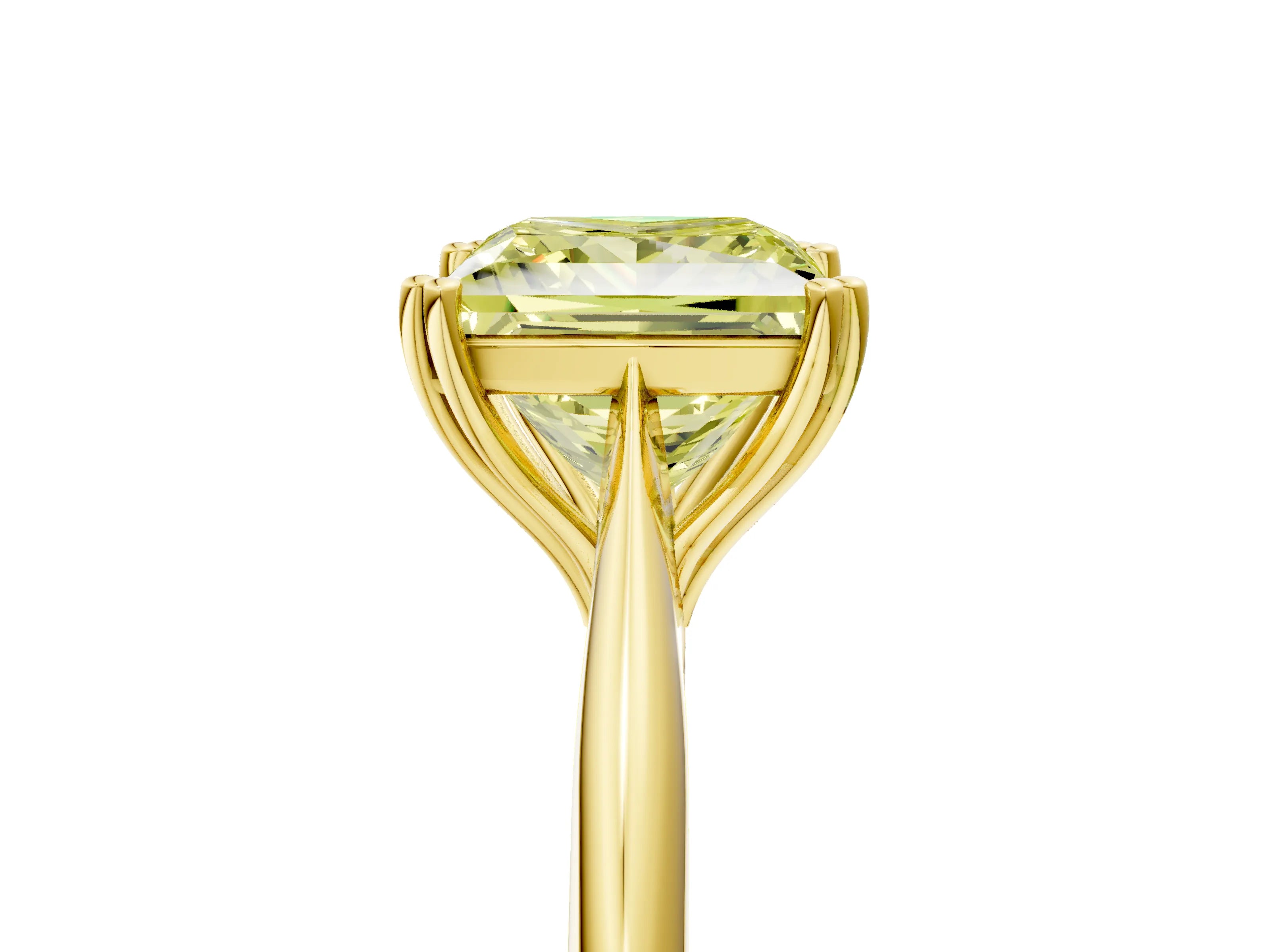 Yellow gold Fancy Yellow Princess Cut Solitaire Diamond Ring with Six-Prong Setting and Classic Band_5