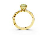 Yellow gold Fancy Yellow Princess  Cut Solitaire Diamond Twisted Band with Pave Setting_3